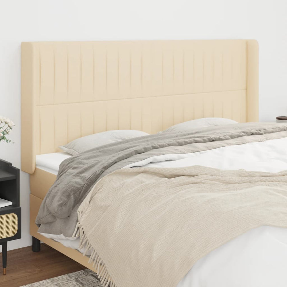 vidaXL Tête de lit à oreilles Crème 163x16x118/128 cm Tissu