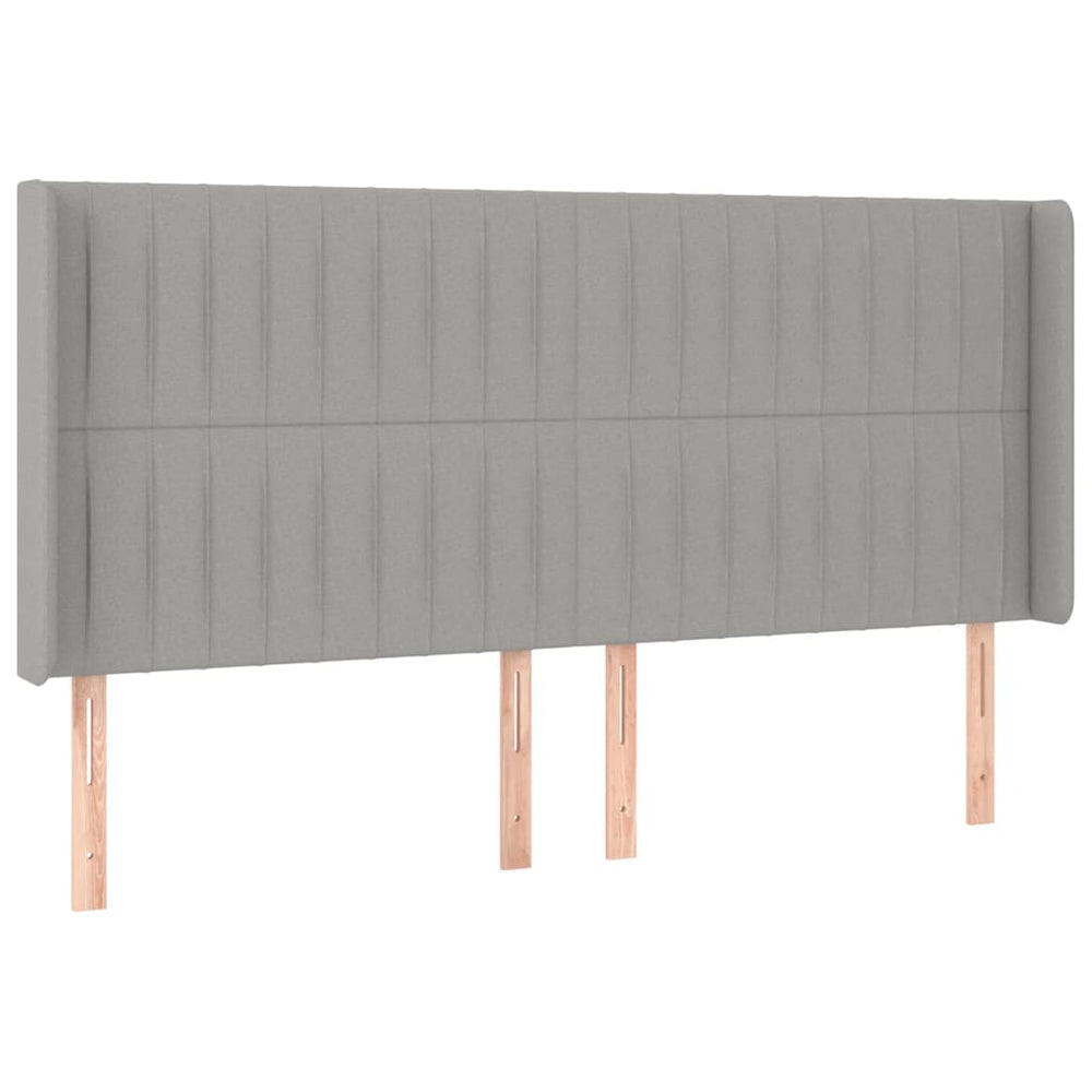 vidaXL Tête de lit à oreilles Gris clair 183x16x118/128 cm Tissu