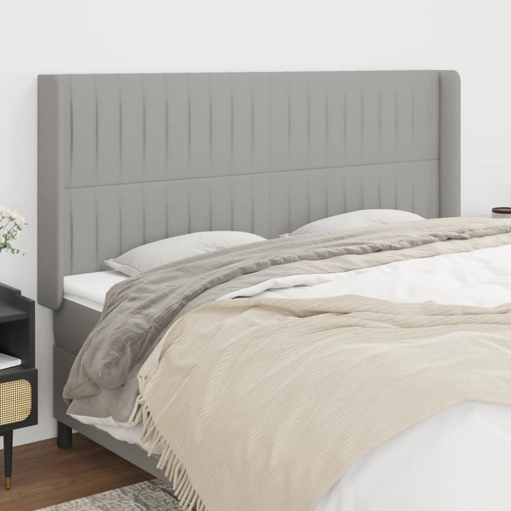vidaXL Tête de lit à oreilles Gris clair 183x16x118/128 cm Tissu