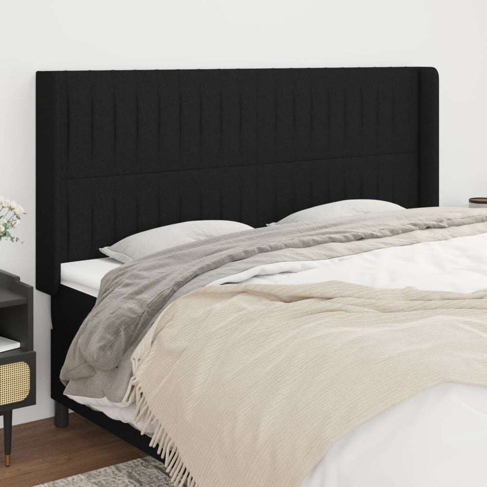 vidaXL Tête de lit à oreilles Noir 183x16x118/128 cm Tissu