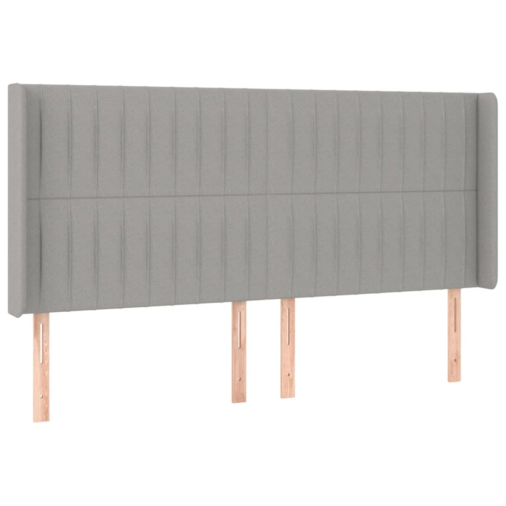 vidaXL Tête de lit à oreilles Gris clair 203x16x118/128 cm Tissu