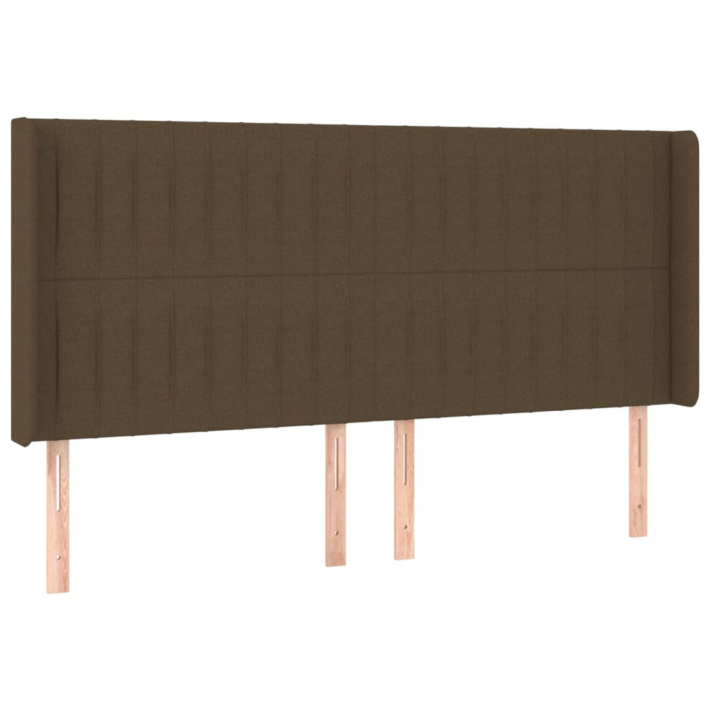 vidaXL Tête de lit à oreilles Marron foncé 203x16x118/128 cm Tissu