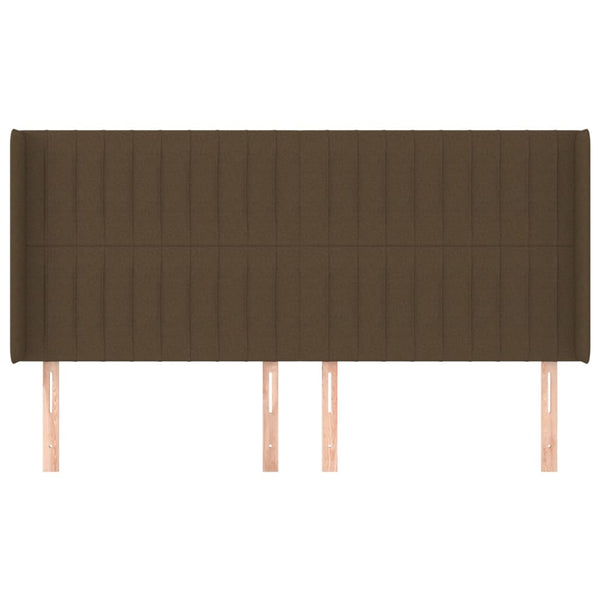 Kopfteil mit Ohren Dunkelbraun 203x16x118/128 cm Stoff