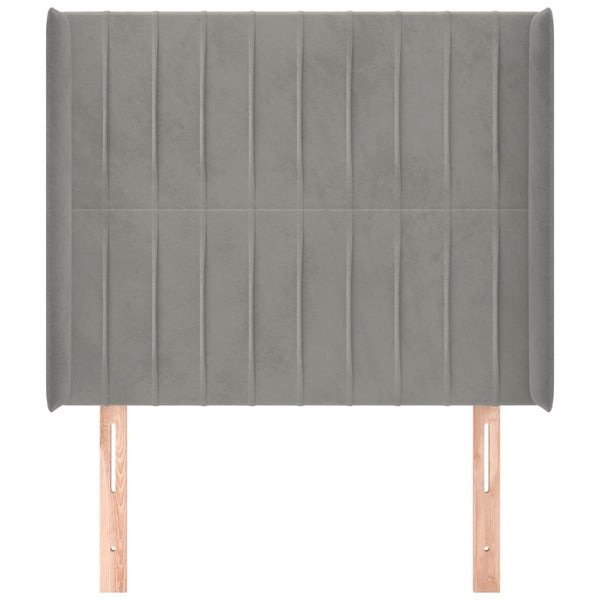 Kopfteil mit Ohren Hellgrau 83x16x118/128 cm Samt