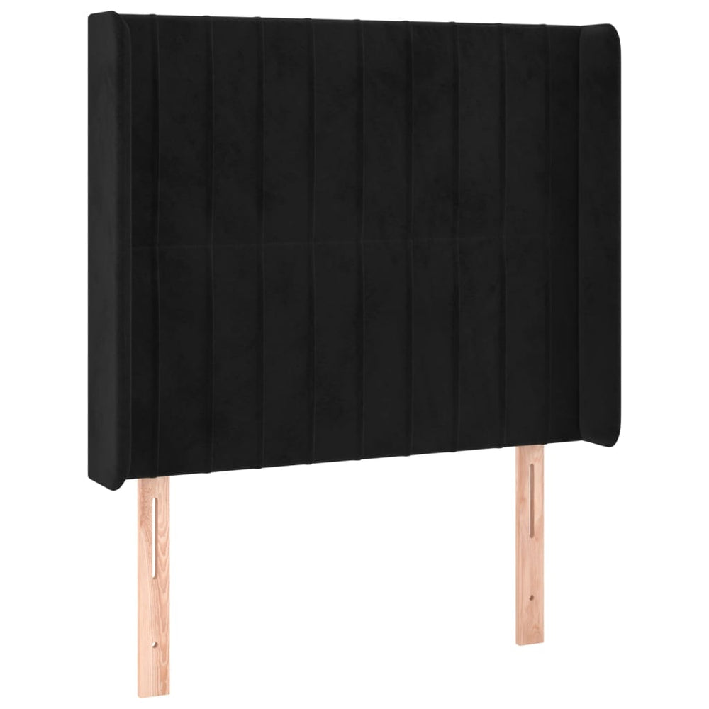 vidaXL Tête de lit à oreilles Noir 83x16x118/128 cm Velours
