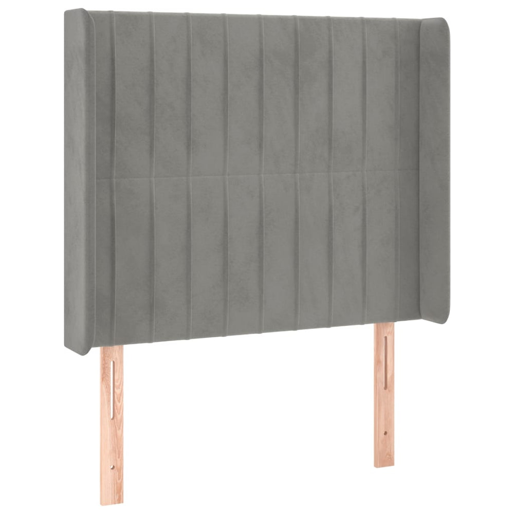 vidaXL Tête de lit à oreilles Gris clair 93x16x118/128 cm Velours