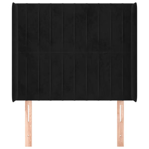 Kopfteil mit Ohren Schwarz 93x16x118/128 cm Samt