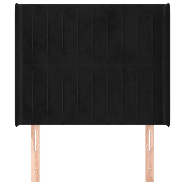 Kopfteil mit Ohren Schwarz 93x16x118/128 cm Samt