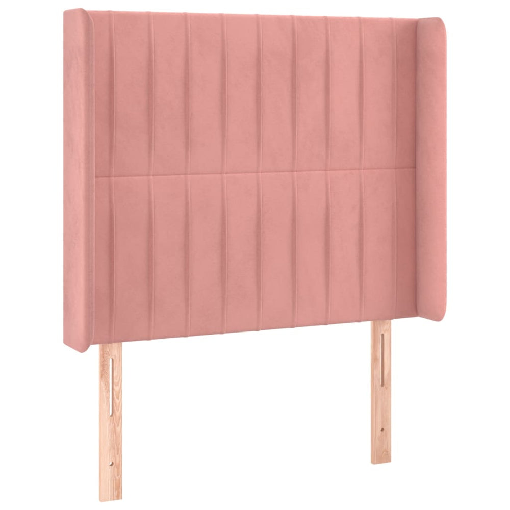 vidaXL Tête de lit à oreilles Rose 93x16x118/128 cm Velours