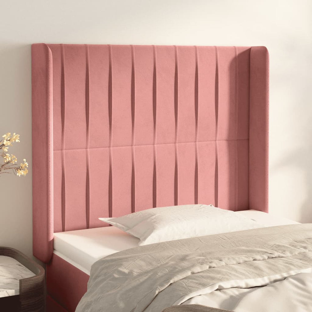 vidaXL Tête de lit à oreilles Rose 93x16x118/128 cm Velours