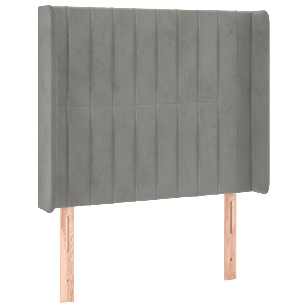 vidaXL Tête de lit à oreilles Gris clair 103x16x118/128 cm Velours