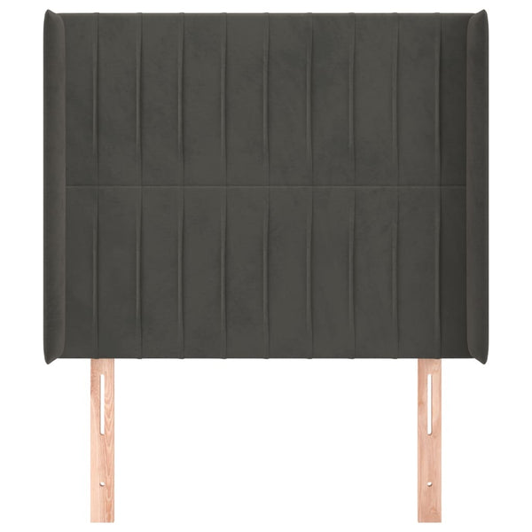 Kopfteil mit Ohren Dunkelgrau 103x16x118/128 cm Samt