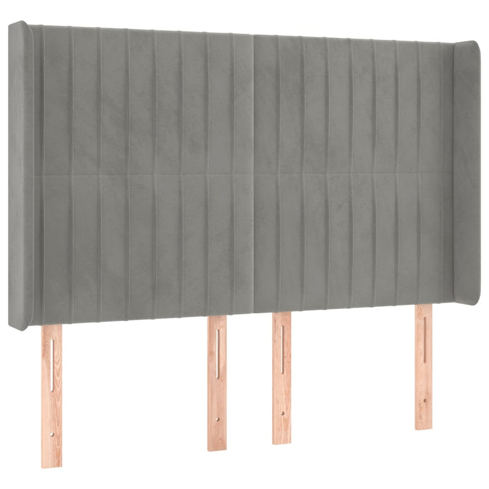 vidaXL Tête de lit avec oreilles Gris clair 147x16x118/128 cm Velours