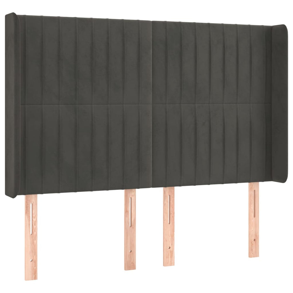 vidaXL Tête de lit à oreilles Gris foncé 147x16x118/128 cm Velours