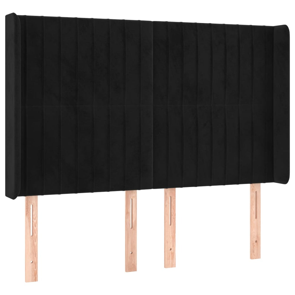 vidaXL Tête de lit à oreilles noire 147x16x118/128 cm Velours