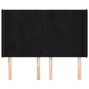 Kopfteil mit Ohren Schwarz 147x16x118/128 cm Samt