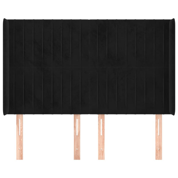 Kopfteil mit Ohren Schwarz 147x16x118/128 cm Samt