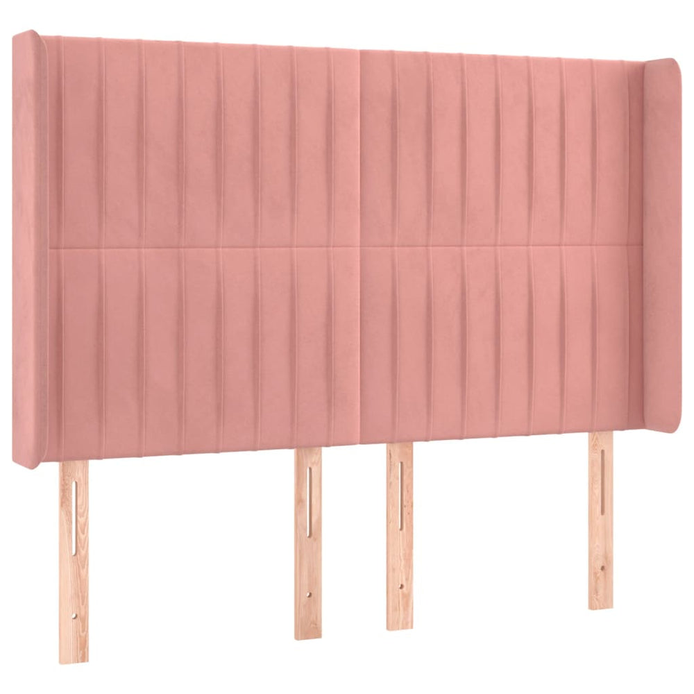vidaXL Tête de lit à oreilles Rose 147x16x118/128 cm Velours