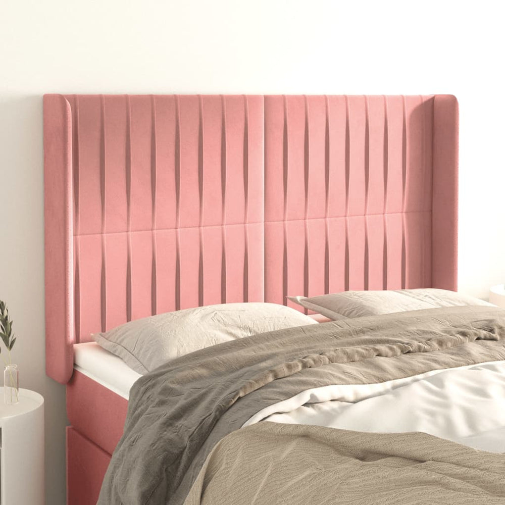 vidaXL Tête de lit à oreilles Rose 147x16x118/128 cm Velours