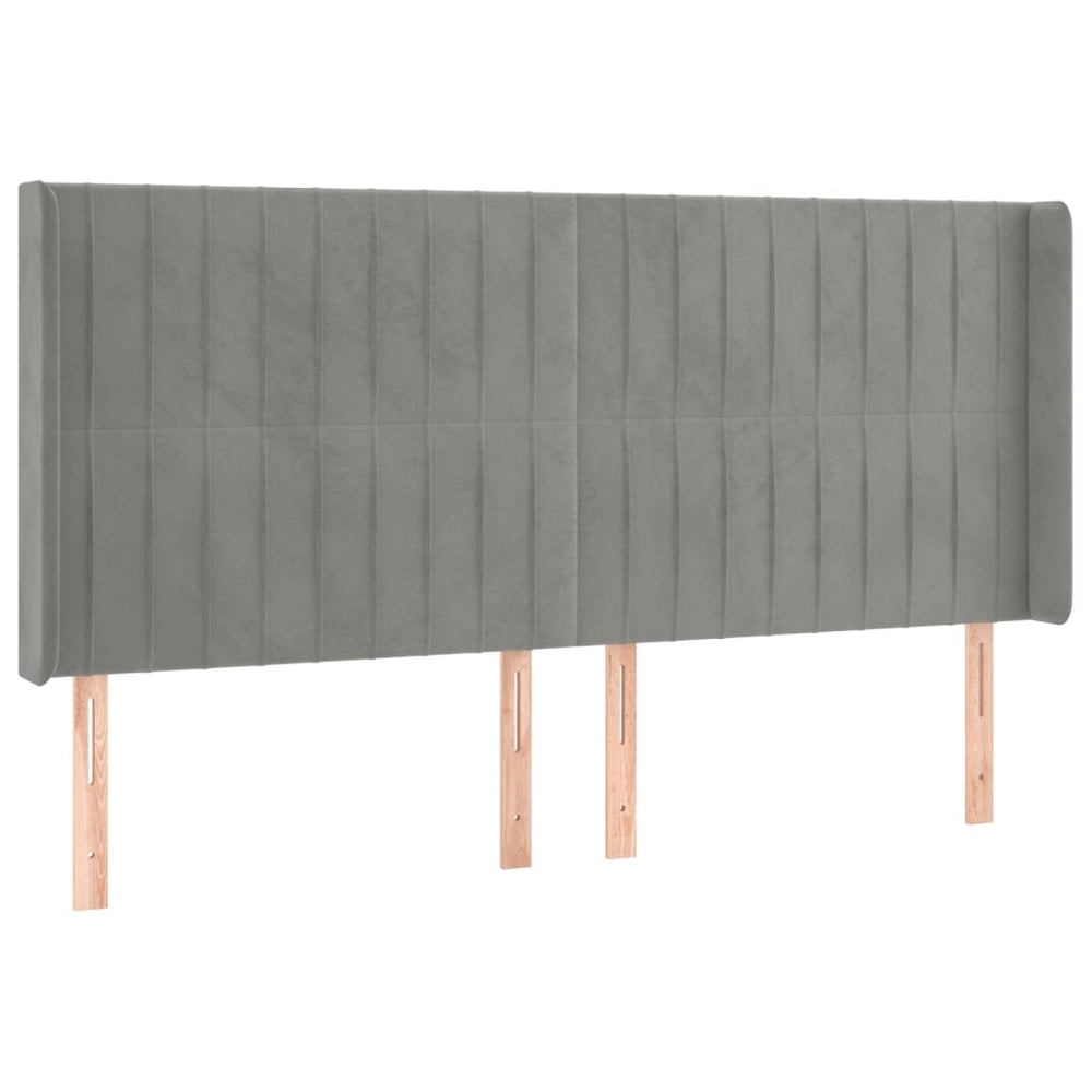 vidaXL Tête de lit à oreilles Gris clair 163x16x118/128 cm Velours