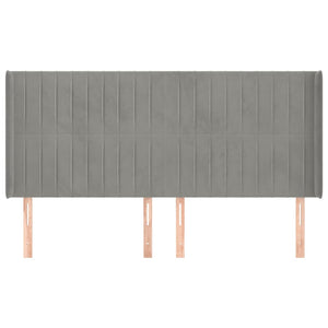Kopfteil mit Ohren Hellgrau 163x16x118/128 cm Samt