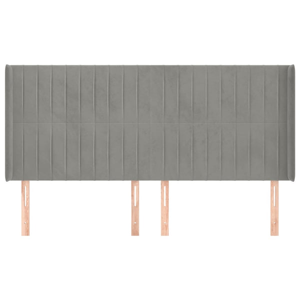 Kopfteil mit Ohren Hellgrau 163x16x118/128 cm Samt