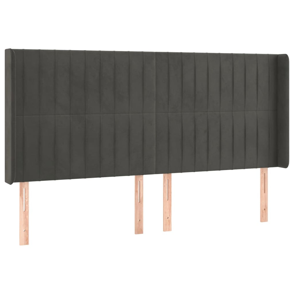 vidaXL Tête de lit à oreilles Gris foncé 163x16x118/128 cm Velours