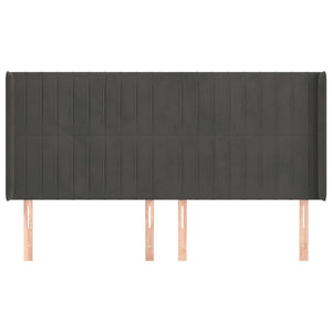 Kopfteil mit Ohren Dunkelgrau 163x16x118/128 cm Samt