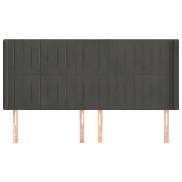 Kopfteil mit Ohren Dunkelgrau 163x16x118/128 cm Samt