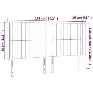 Kopfteil mit Ohren Dunkelgrau 163x16x118/128 cm Samt
