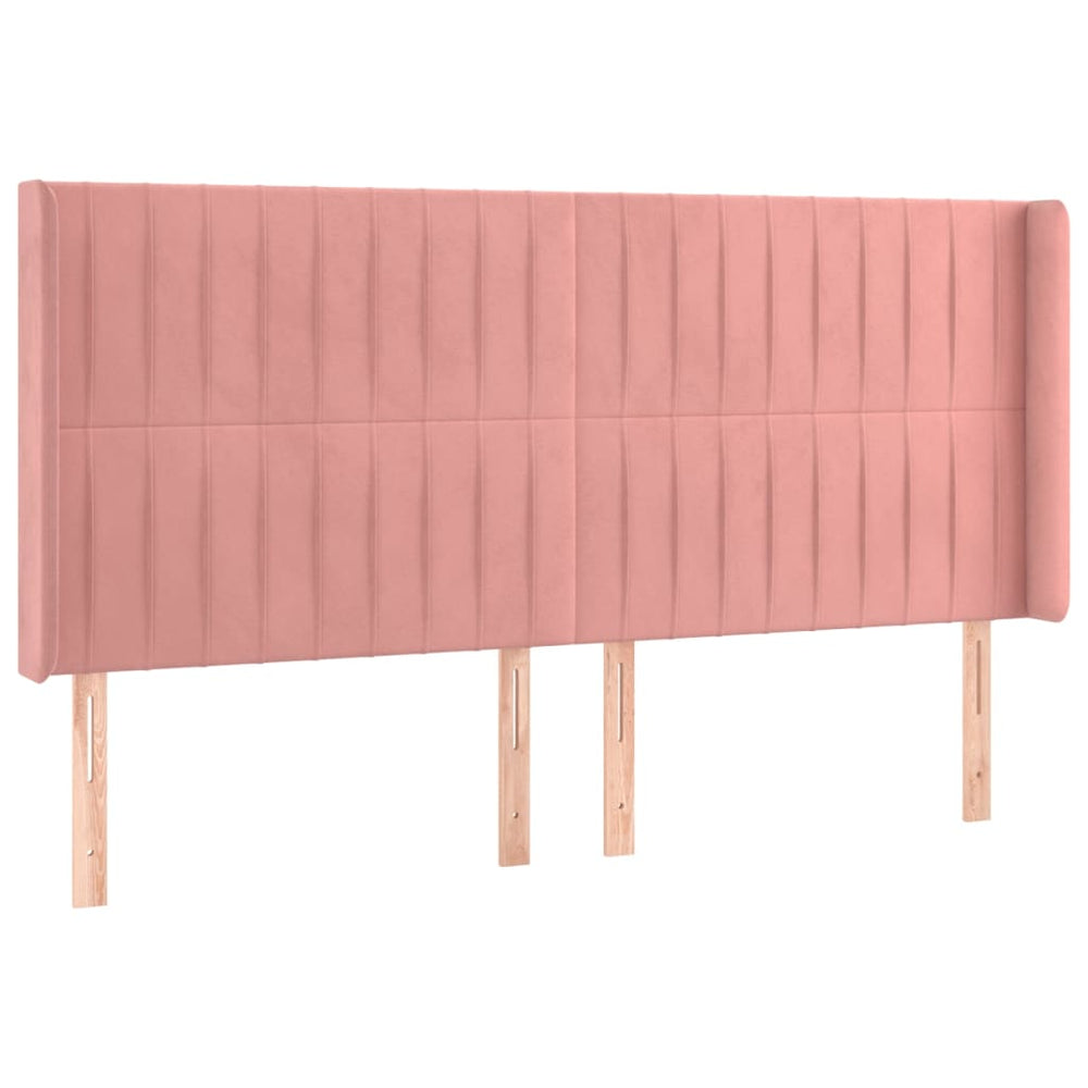 vidaXL Tête de lit à oreilles Rose 163x16x118/128 cm Velours
