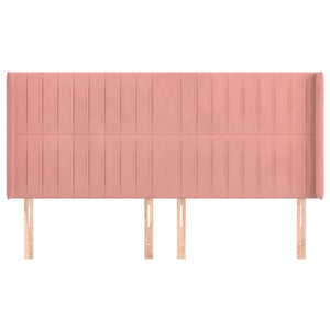 Kopfteil mit Ohren Rosa 163x16x118/128 cm Samt