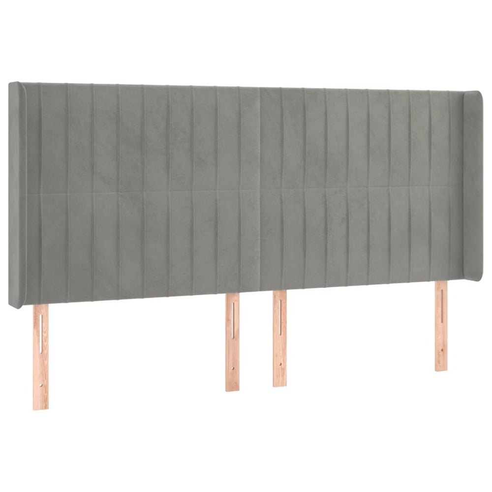 vidaXL Tête de lit à oreilles gris clair 183x16x118/128 cm velours
