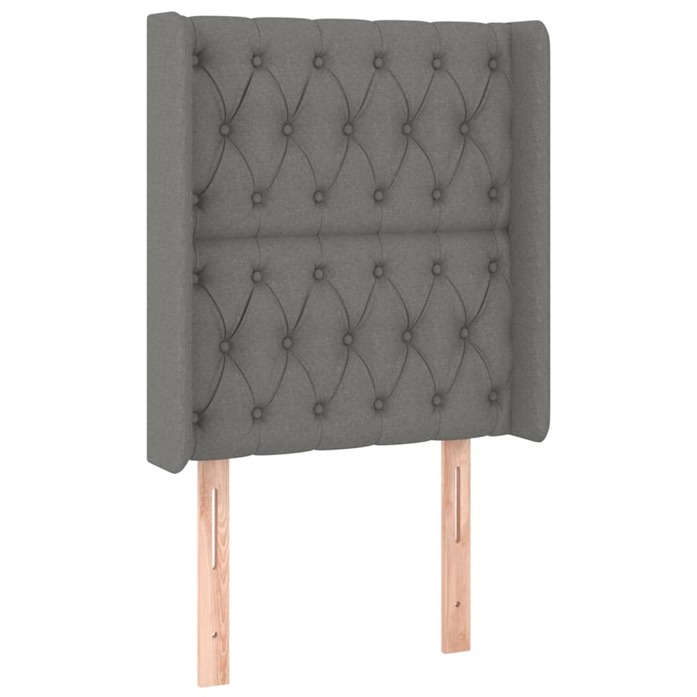 vidaXL Tête de lit à oreilles Gris foncé 83x16x118/128 cm Tissu