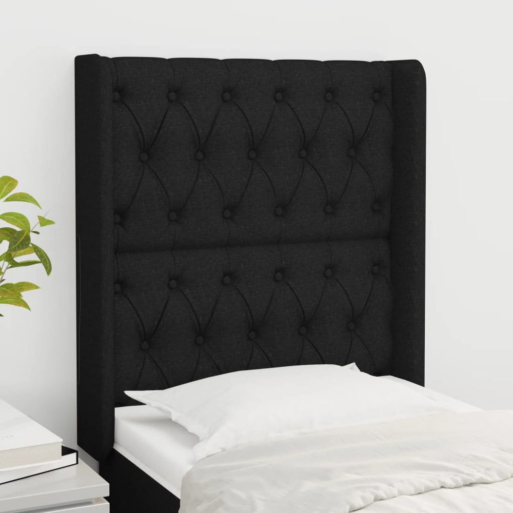 vidaXL Tête de lit à oreilles Noir 83x16x118/128 cm Tissu