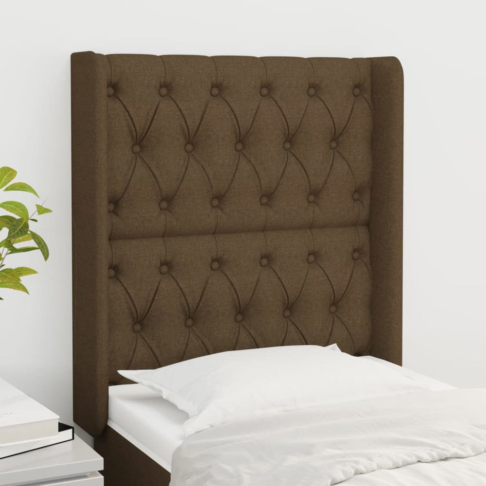 vidaXL Tête de lit à oreilles Marron foncé 83x16x118/128 cm Tissu