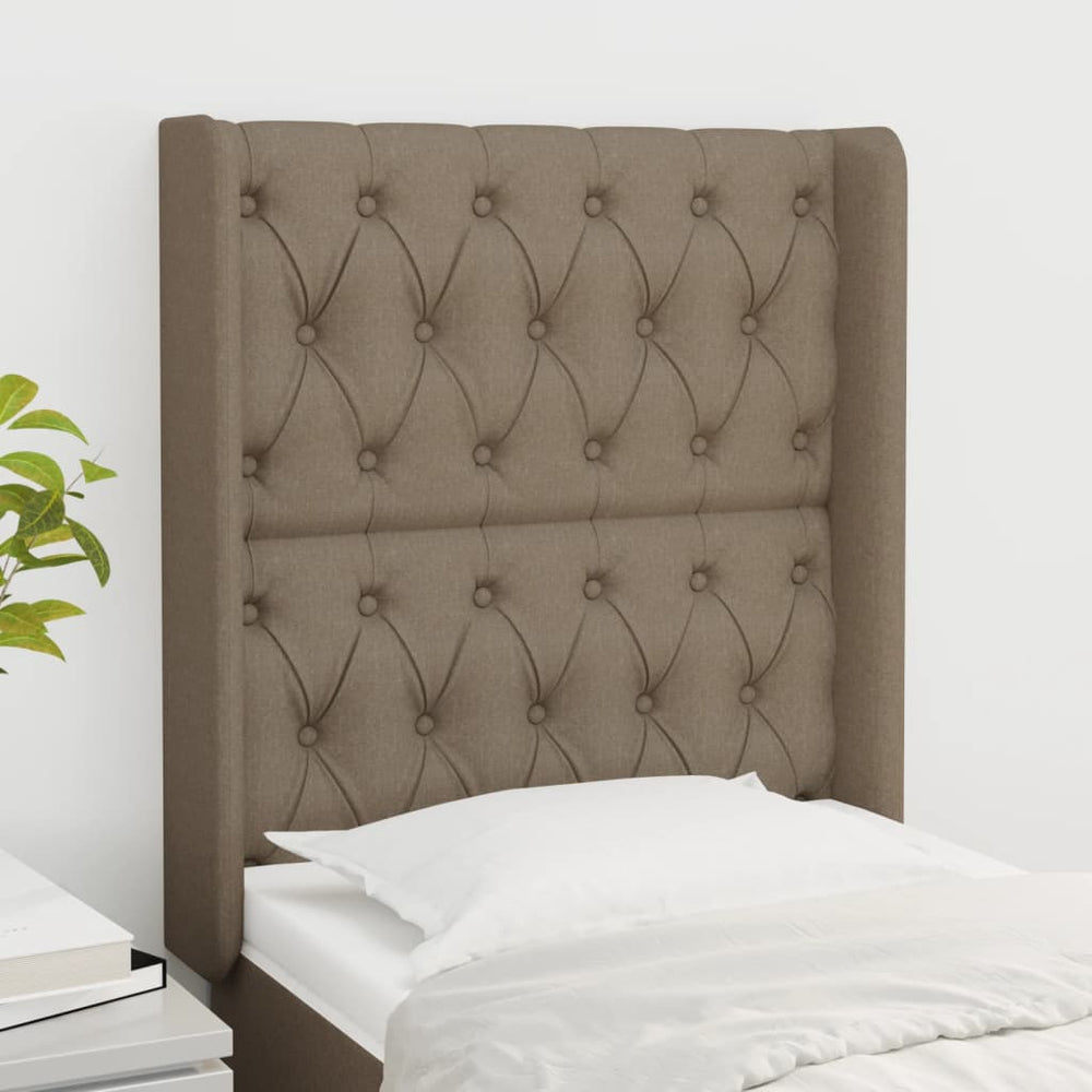 vidaXL Tête de lit à oreilles Taupe 83x16x118/128 cm Tissu