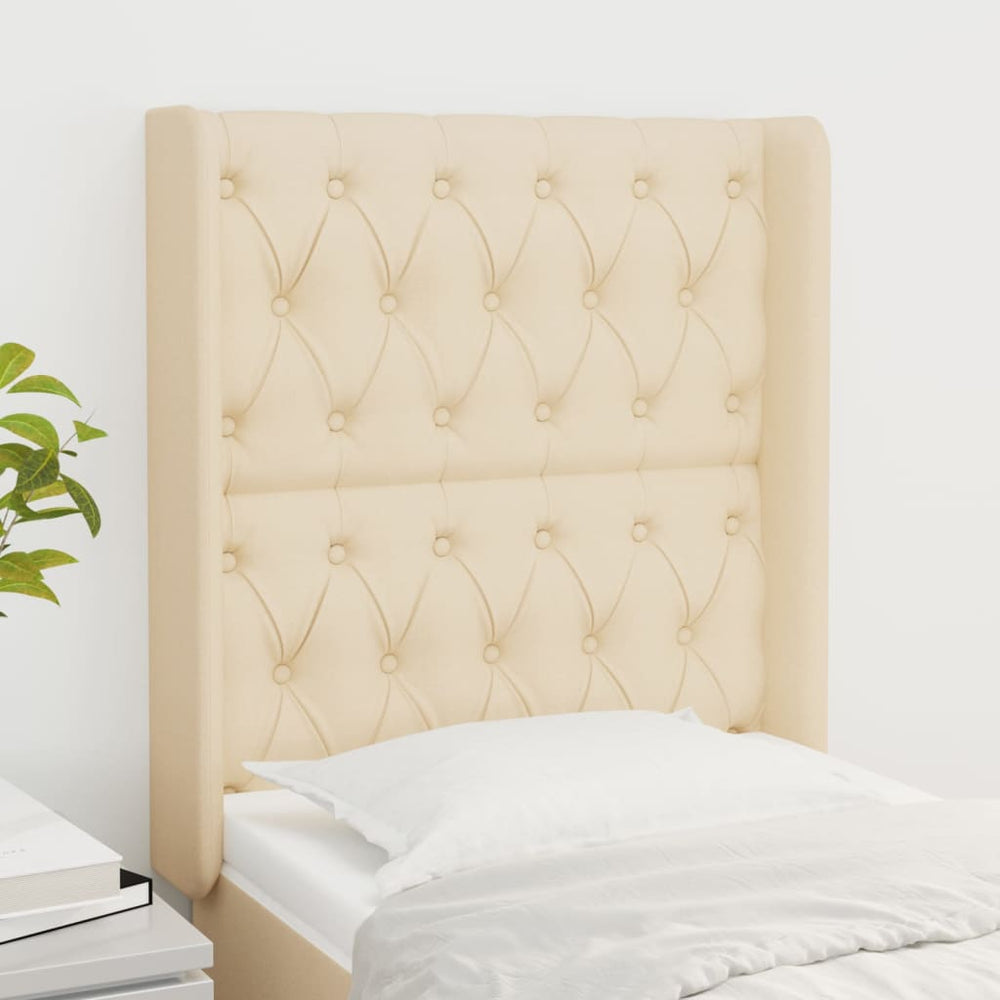 vidaXL Tête de lit à oreilles Crème 83x16x118/128 cm Tissu