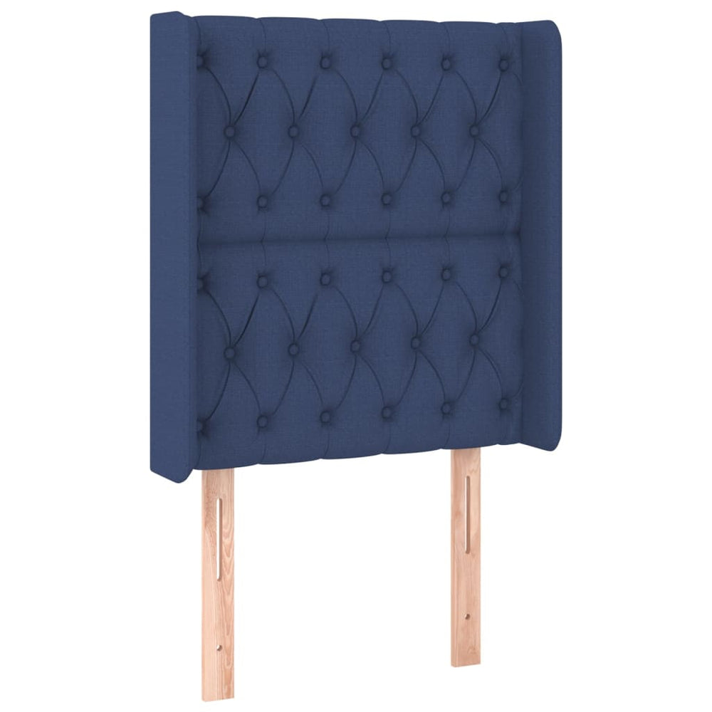 vidaXL Tête de lit à oreilles Bleu 83x16x118/128 cm Tissu