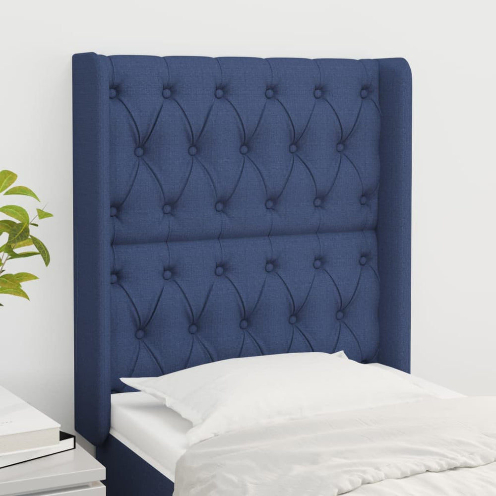vidaXL Tête de lit à oreilles Bleu 83x16x118/128 cm Tissu