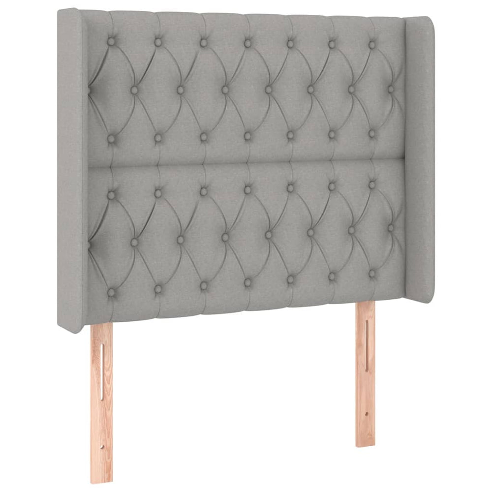 vidaXL Tête de lit à oreilles Gris clair 93x16x118/128 cm Tissu