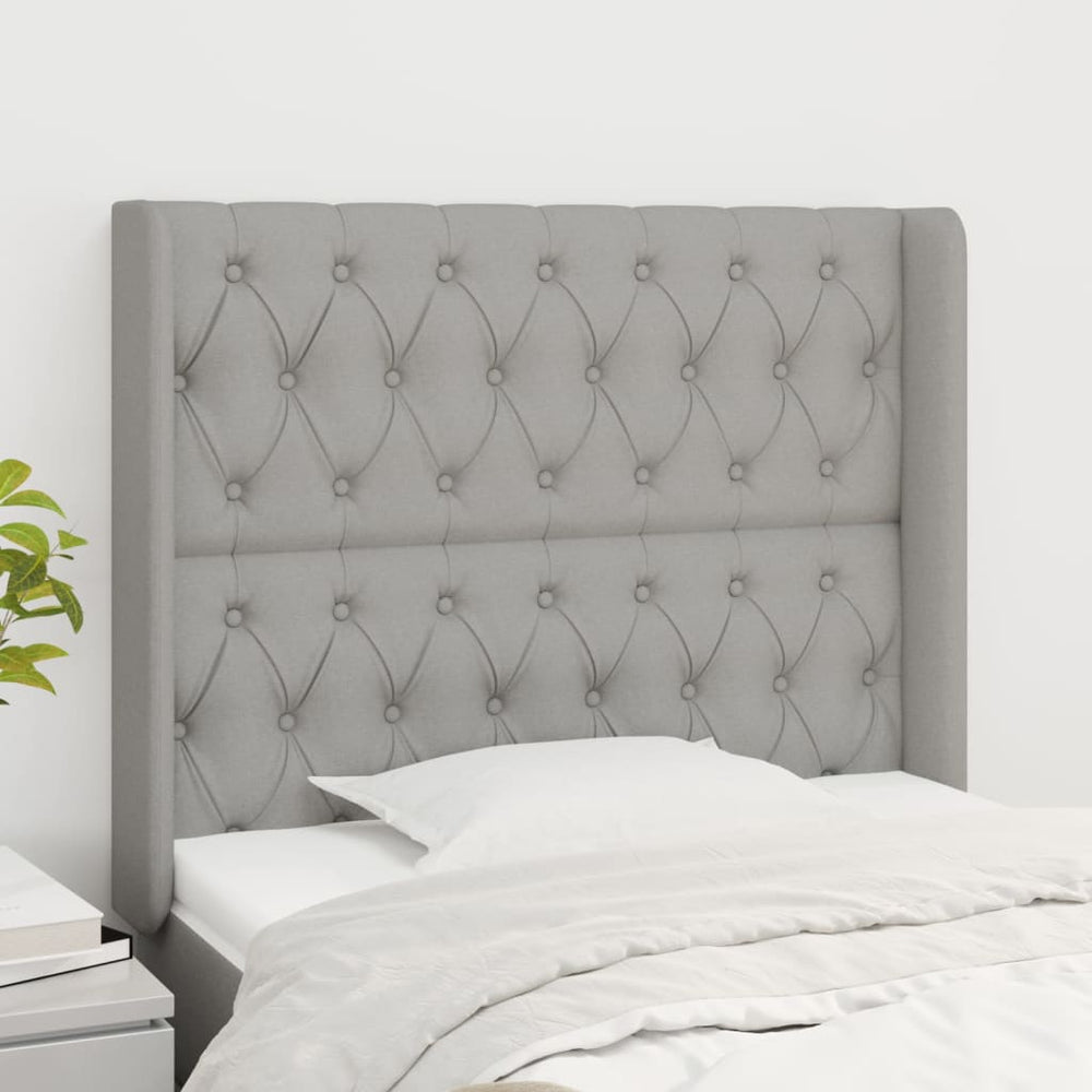 vidaXL Tête de lit à oreilles Gris clair 93x16x118/128 cm Tissu