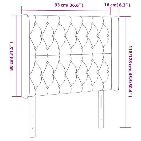 Kopfteil mit Ohren Dunkelgrau 93x16x118/128 cm Stoff