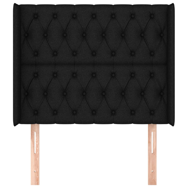 Kopfteil mit Ohren Schwarz 93x16x118/128 cm Stoff
