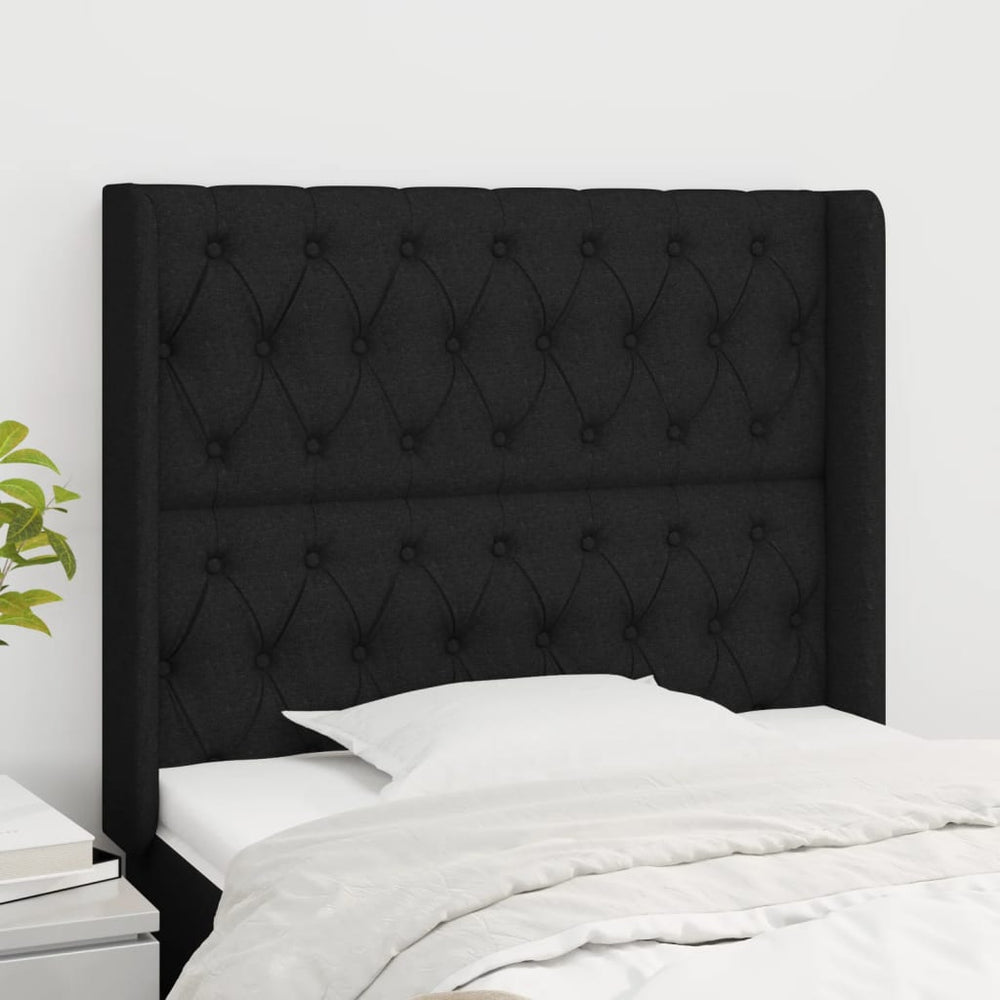 vidaXL Tête de lit à oreilles Noir 93x16x118/128 cm Tissu