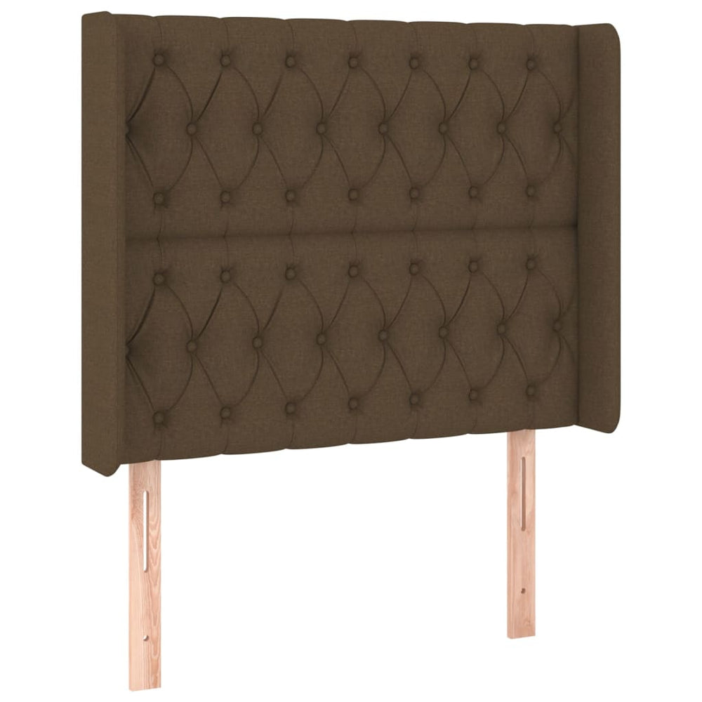 vidaXL Tête de lit à oreilles Marron foncé 93x16x118/128 cm Tissu