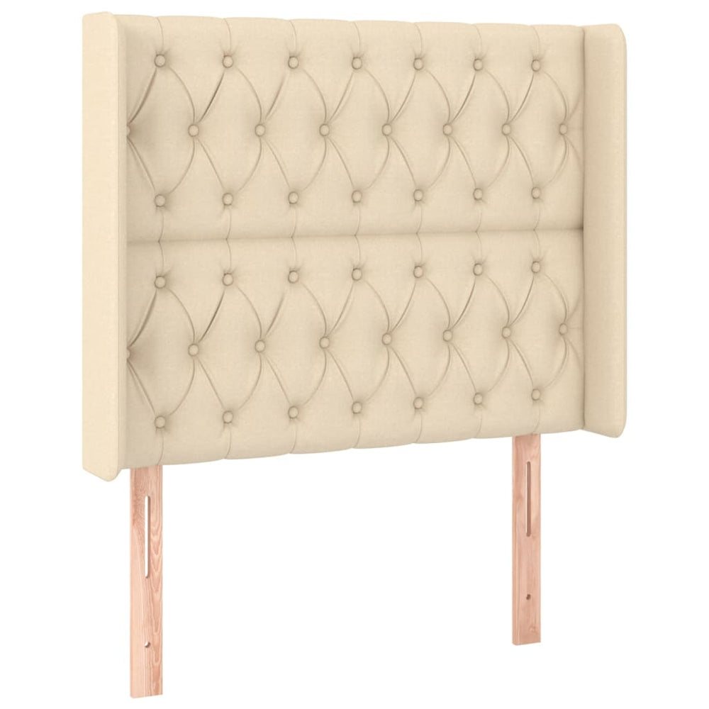 vidaXL Tête de lit à oreilles Crème 93x16x118/128 cm Tissu