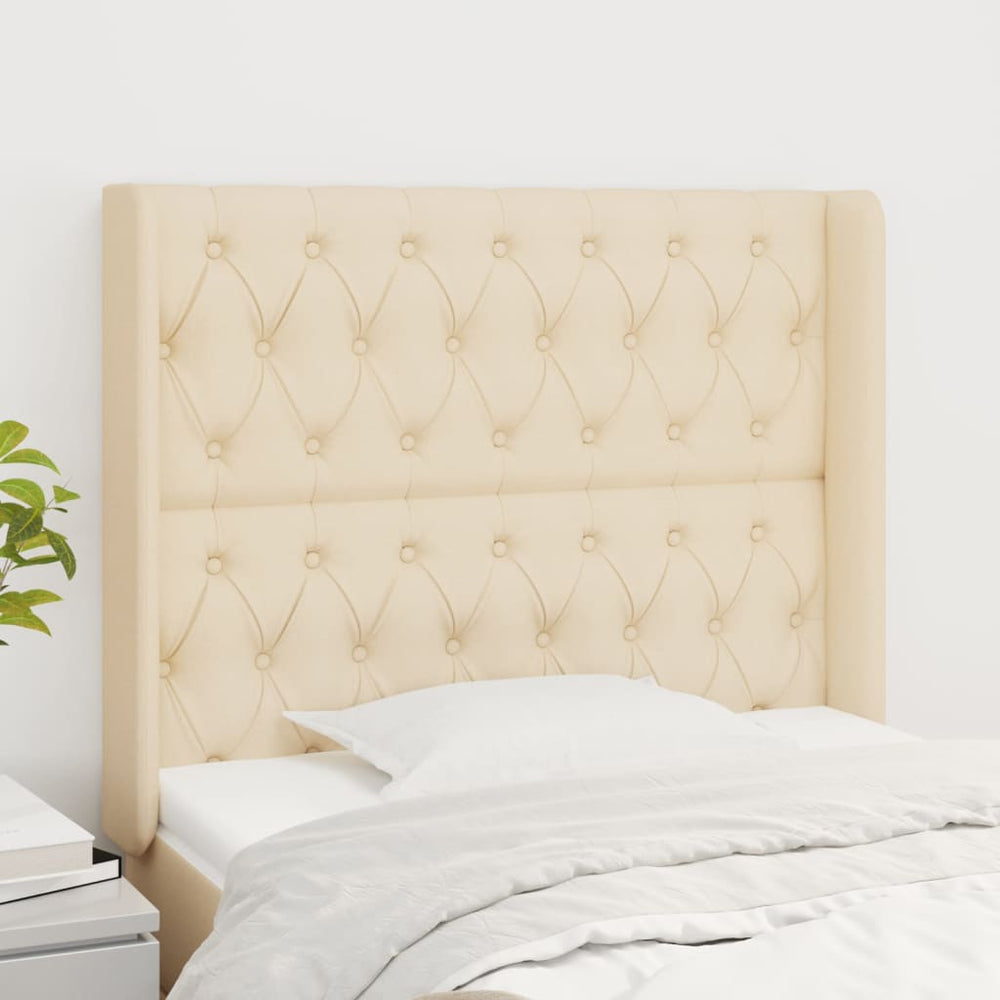 vidaXL Tête de lit à oreilles Crème 93x16x118/128 cm Tissu