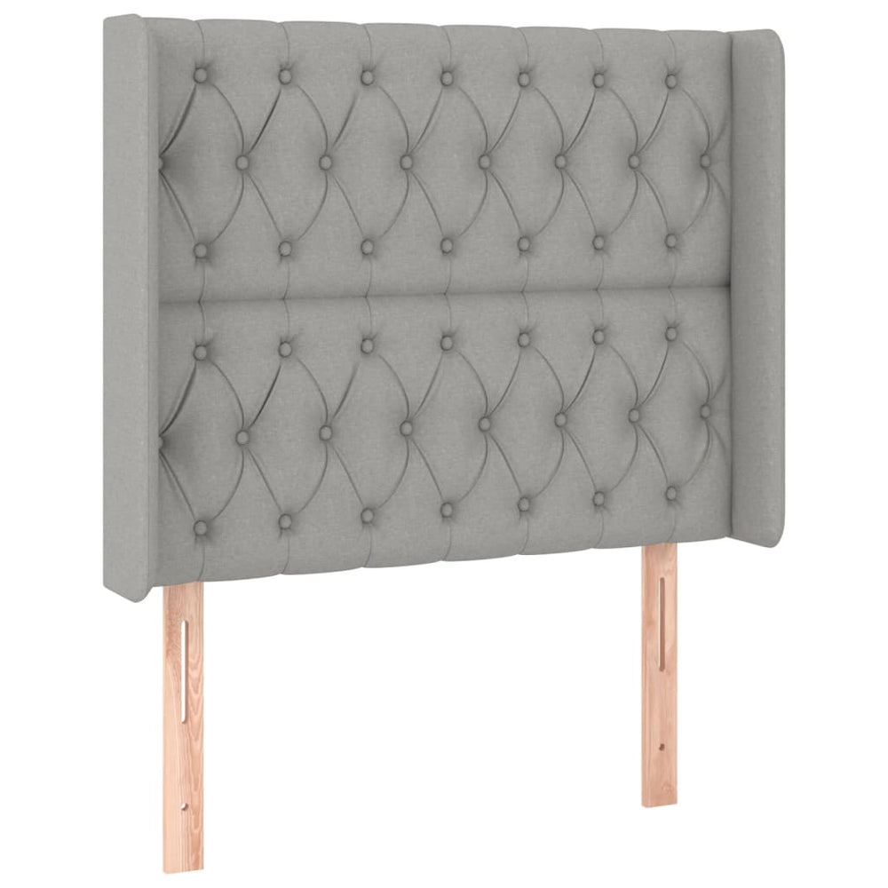 vidaXL Tête de lit à oreilles gris clair 103x16x118/128 cm Tissu