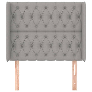 Kopfteil mit Ohren Hellgrau 103x16x118/128 cm Stoff